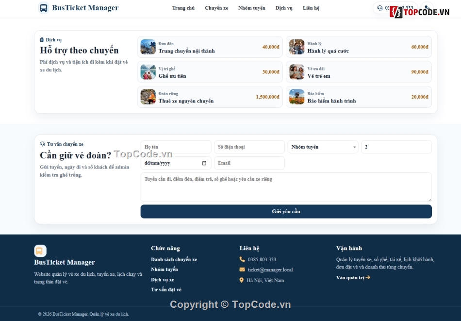 web quản lý,quản lý du lịch,website quản lý xe
